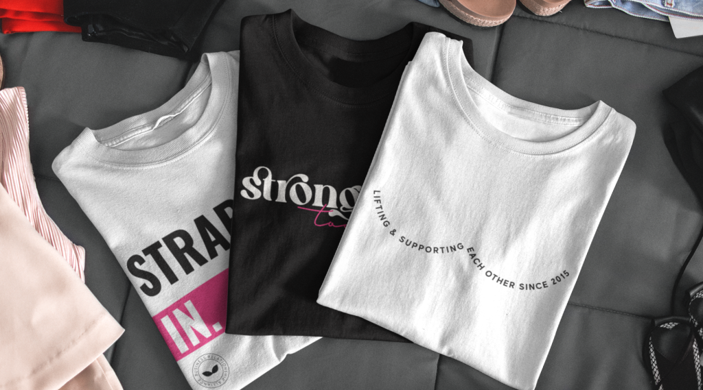 Selection of BRA Network branded tees, totes, hoodies and more