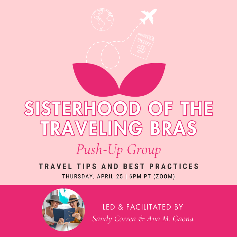 Sisterhood of the Traveling Bras March 25, 2024 meeting topic Travel Tips and Best Practices